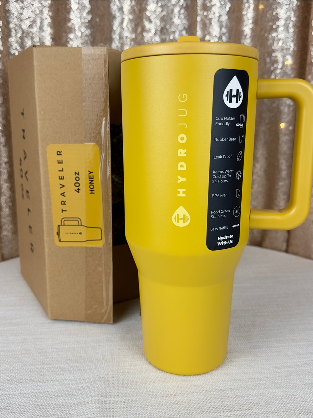 💛 HydroJug Traveler 40oz Tumbler – Honey 💛 NIB